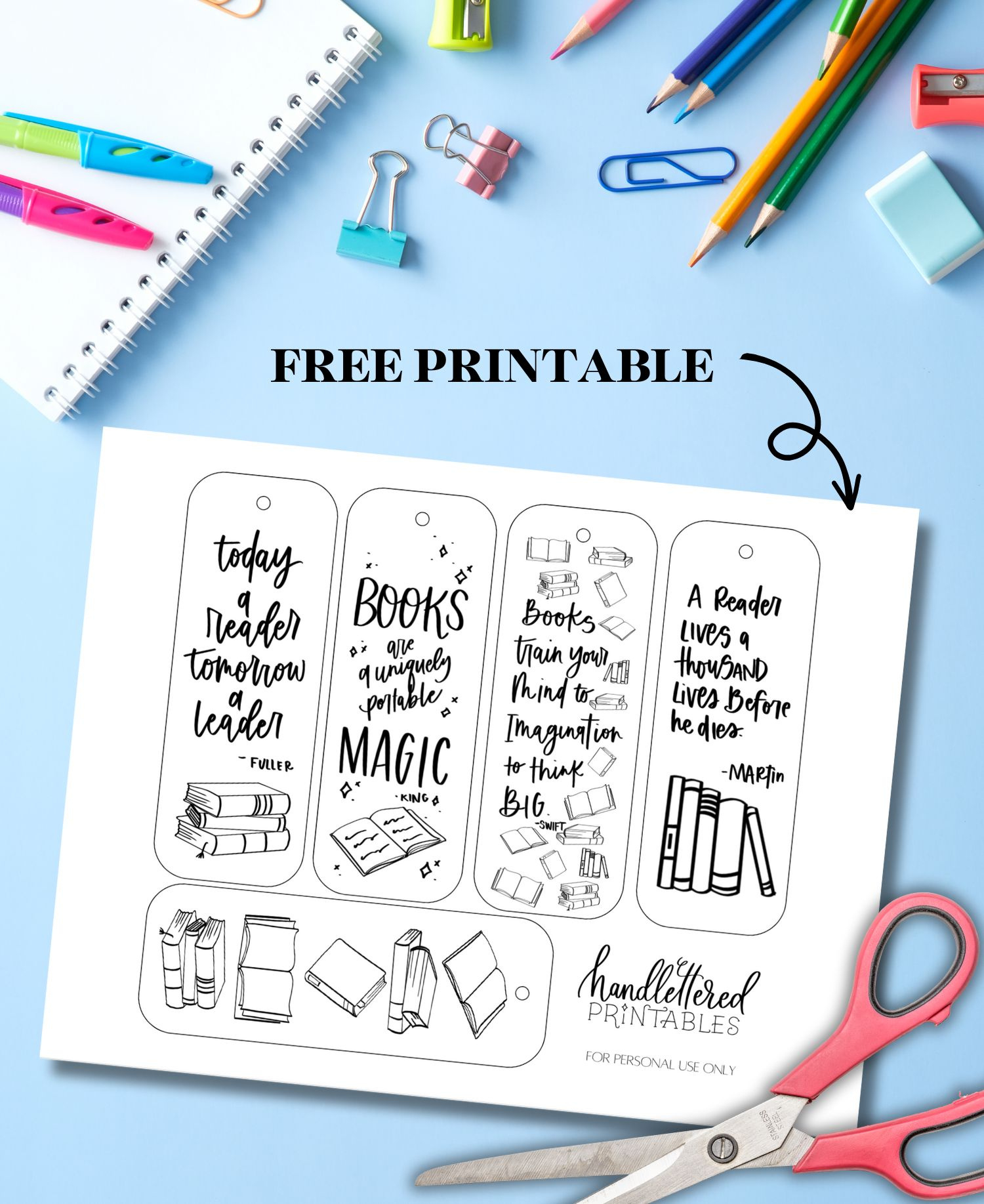 Free Printable Back To School Bookmarks - Hand Lettered Printables pertaining to Free Printable Back To School Bookmarks