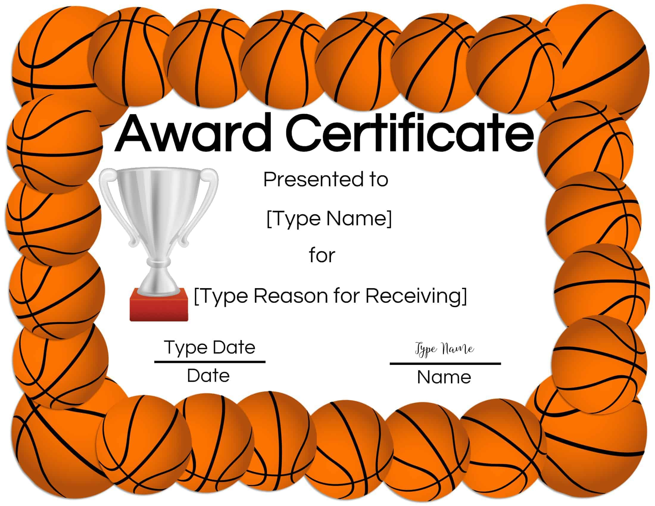 Free Printable Basketball Certificates | Edit Online And Print At Home with regard to Basketball Participation Certificate Free Printable