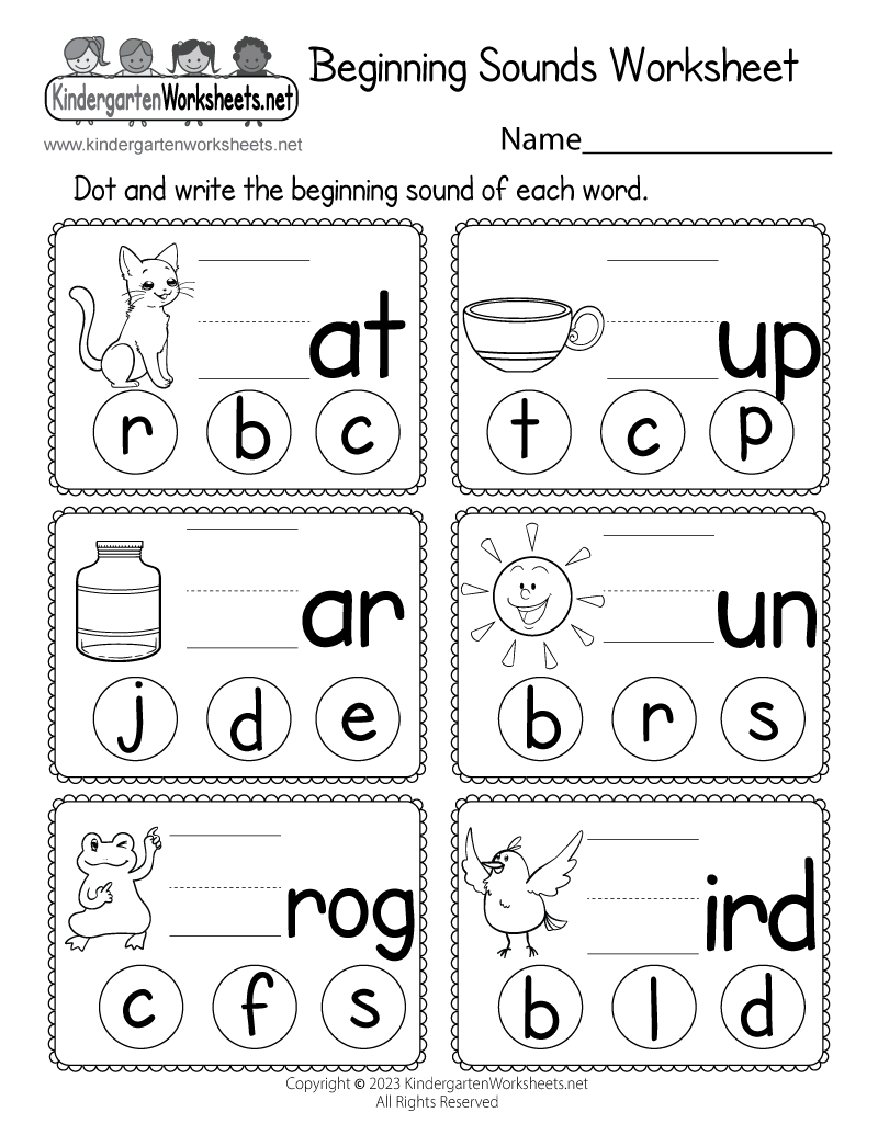 Free Printable Beginning Sounds Worksheet intended for Free Printable Worksheets For Kg1