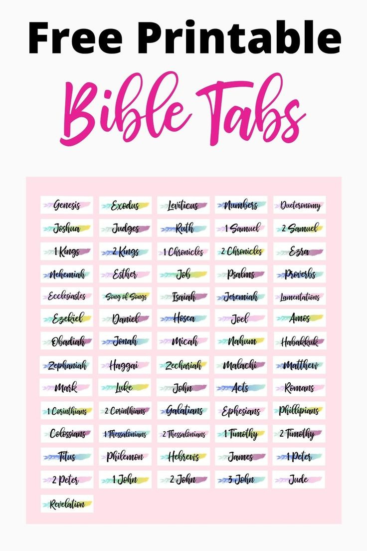 Free Printable Bible Tabs within Free Printable Books Of The Bible Tabs