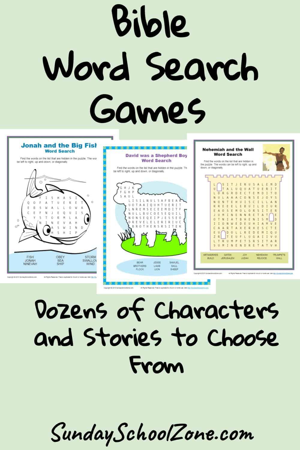Free, Printable Bible Word Search Activities On Sunday School Zone inside Free Sunday School Printables