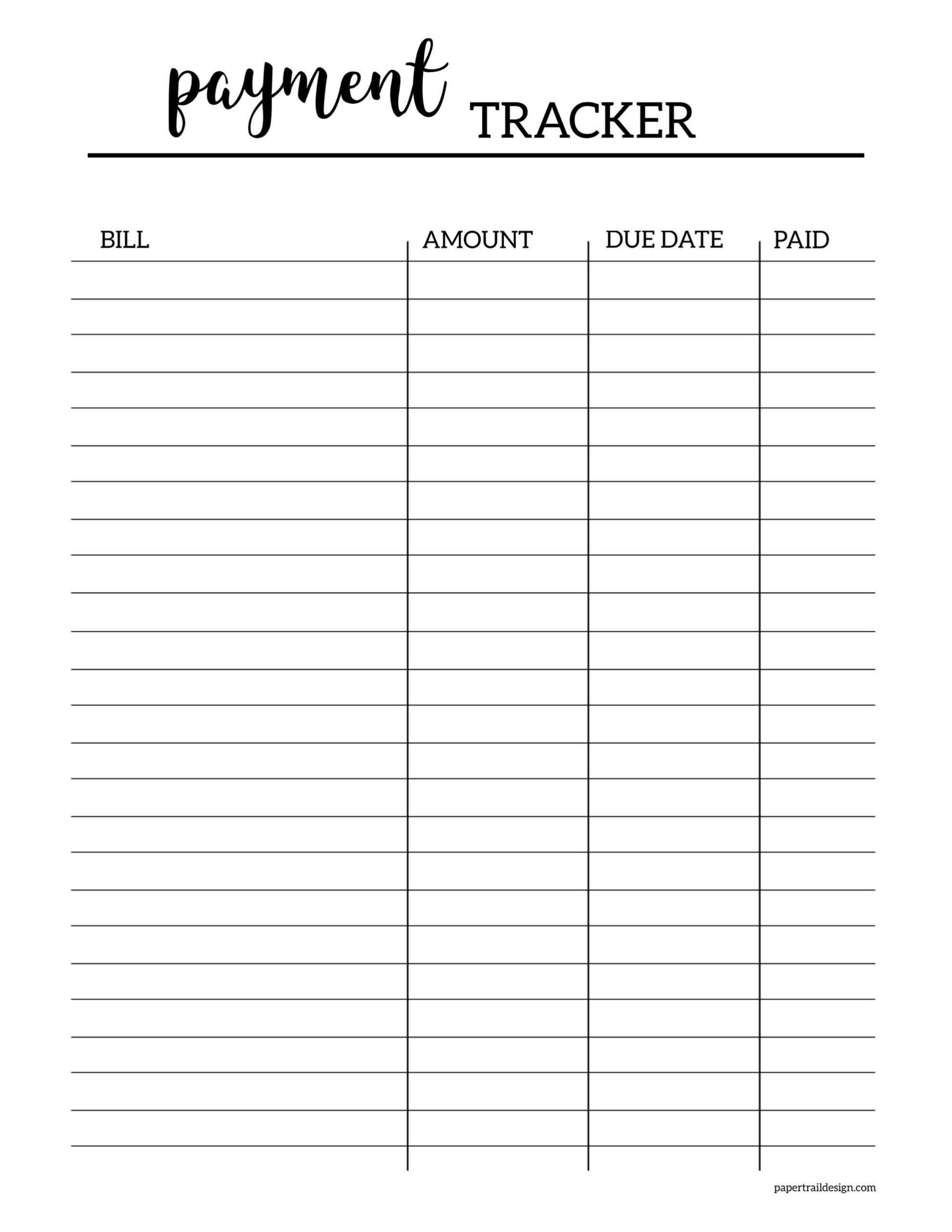 Free Printable Bill Tracker - Paper Trail Design - Worksheets Library with Free Printable Weekly Bill Organizer