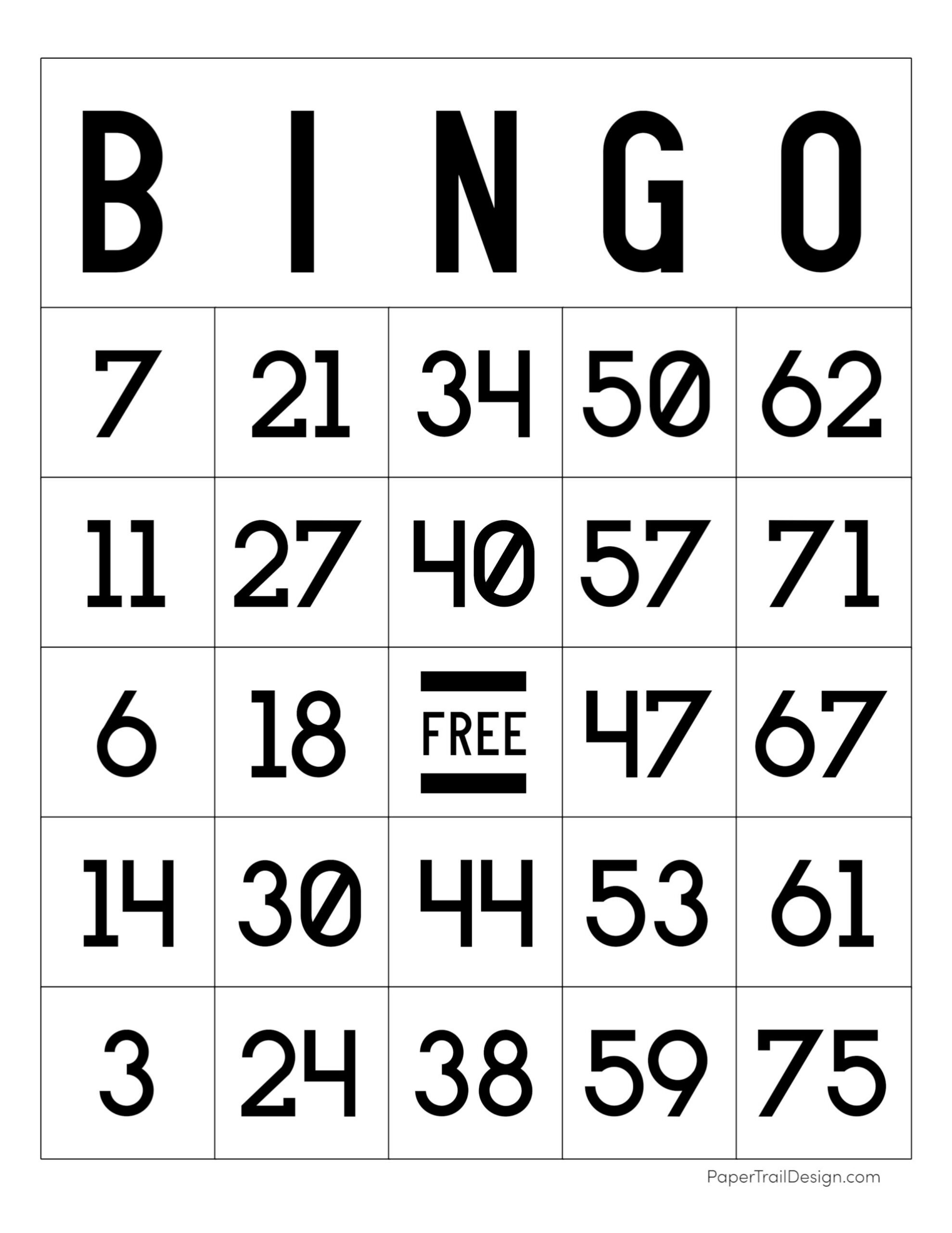 Free Printable Bingo Cards - Paper Trail Design pertaining to Printable Bingo Template Free