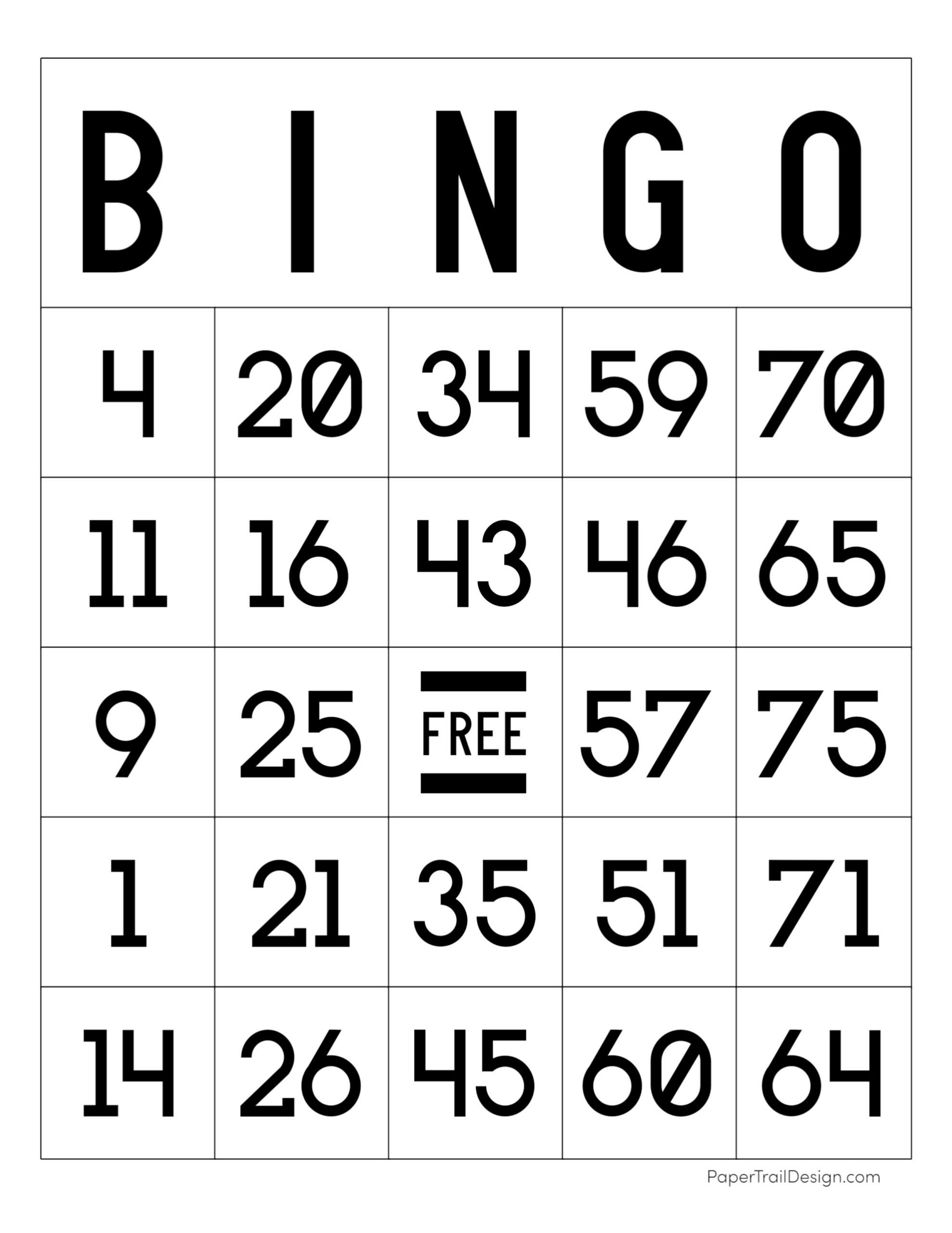 Free Printable Bingo Cards - Paper Trail Design regarding Free Printable Bingo Cards 1 75