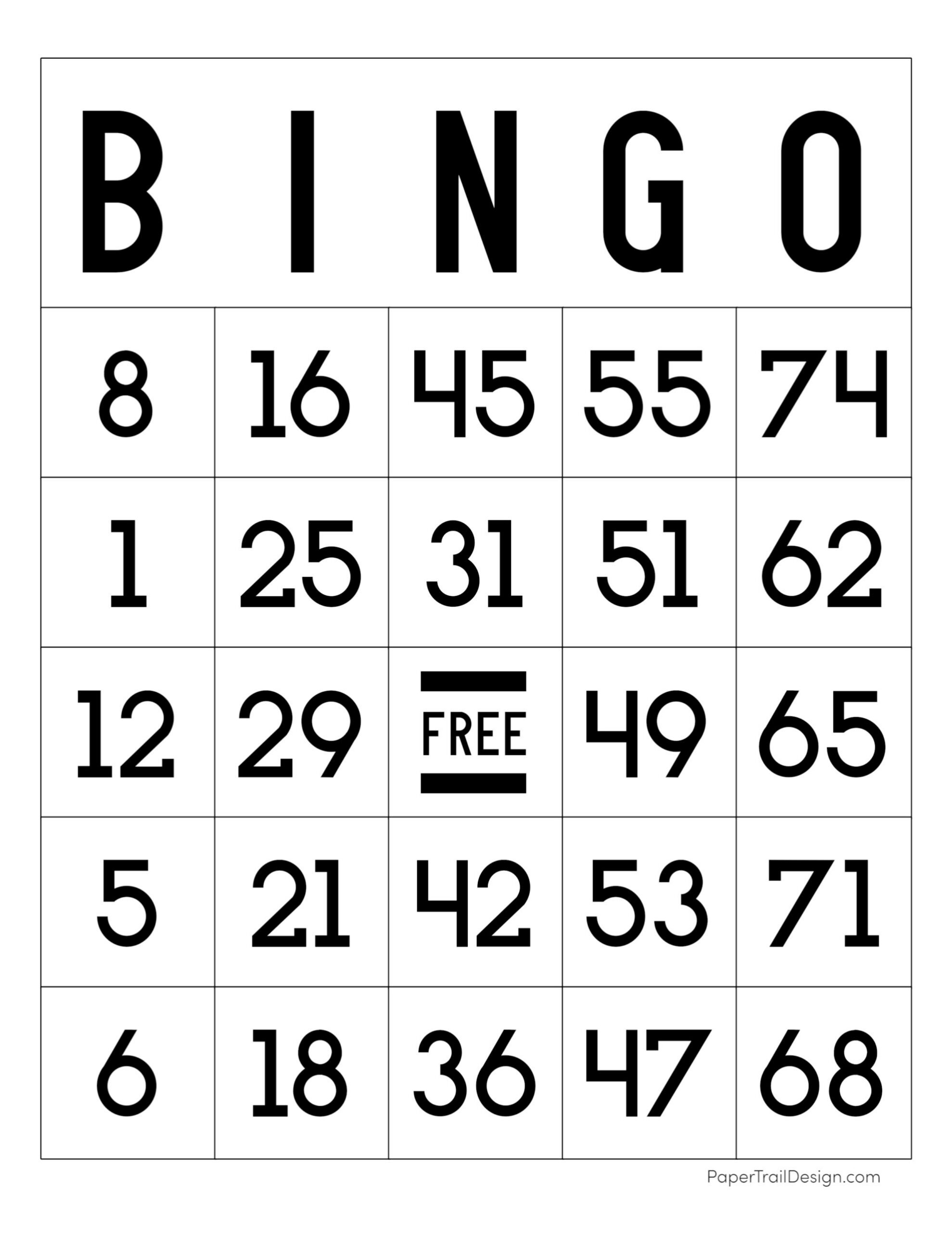 Free Printable Bingo Cards - Paper Trail Design throughout Free Printable Bingo Games