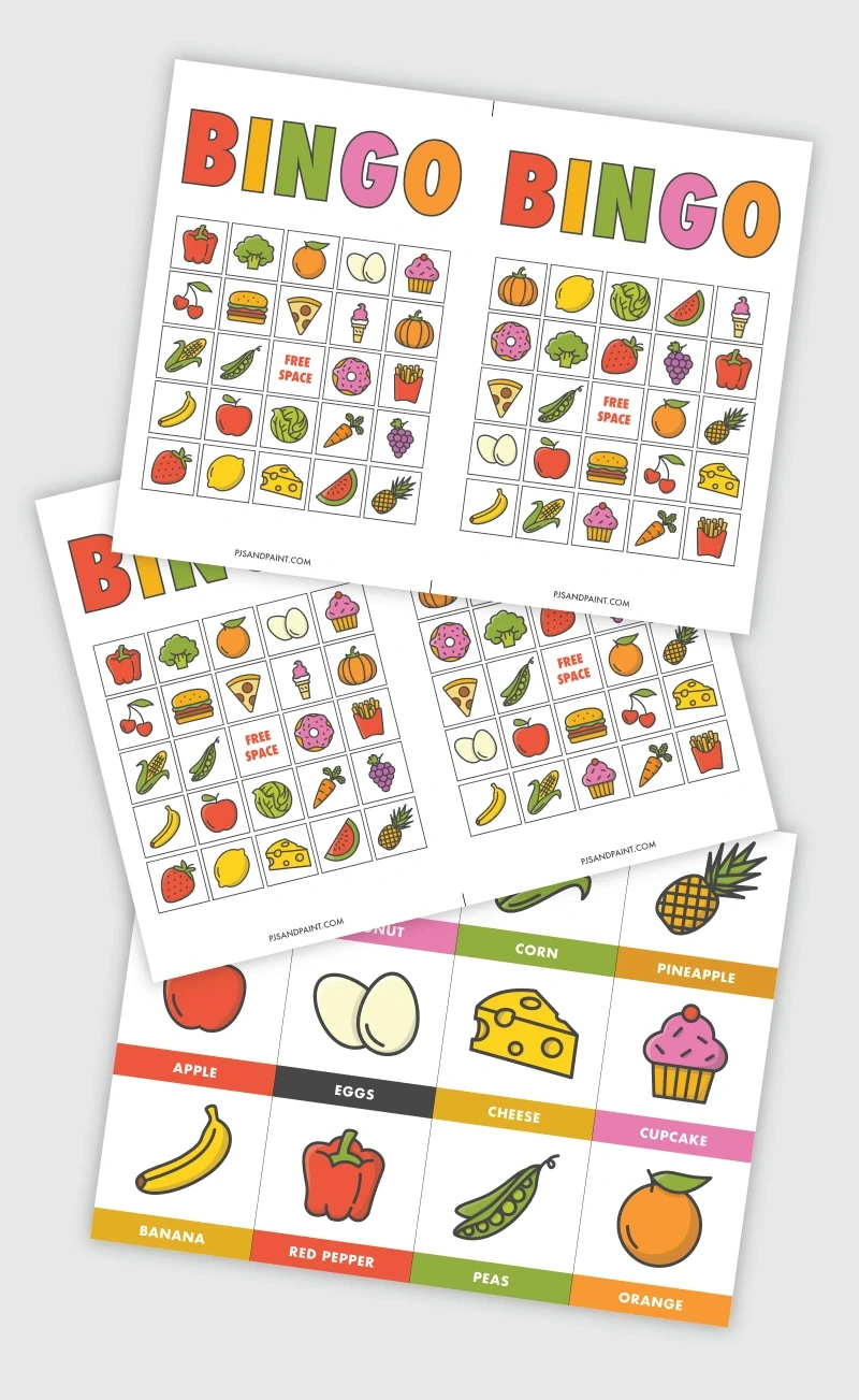 Free Printable Bingo For Kids - Food Themed - Pjs And Paint with regard to Free Printable Bingo Chips