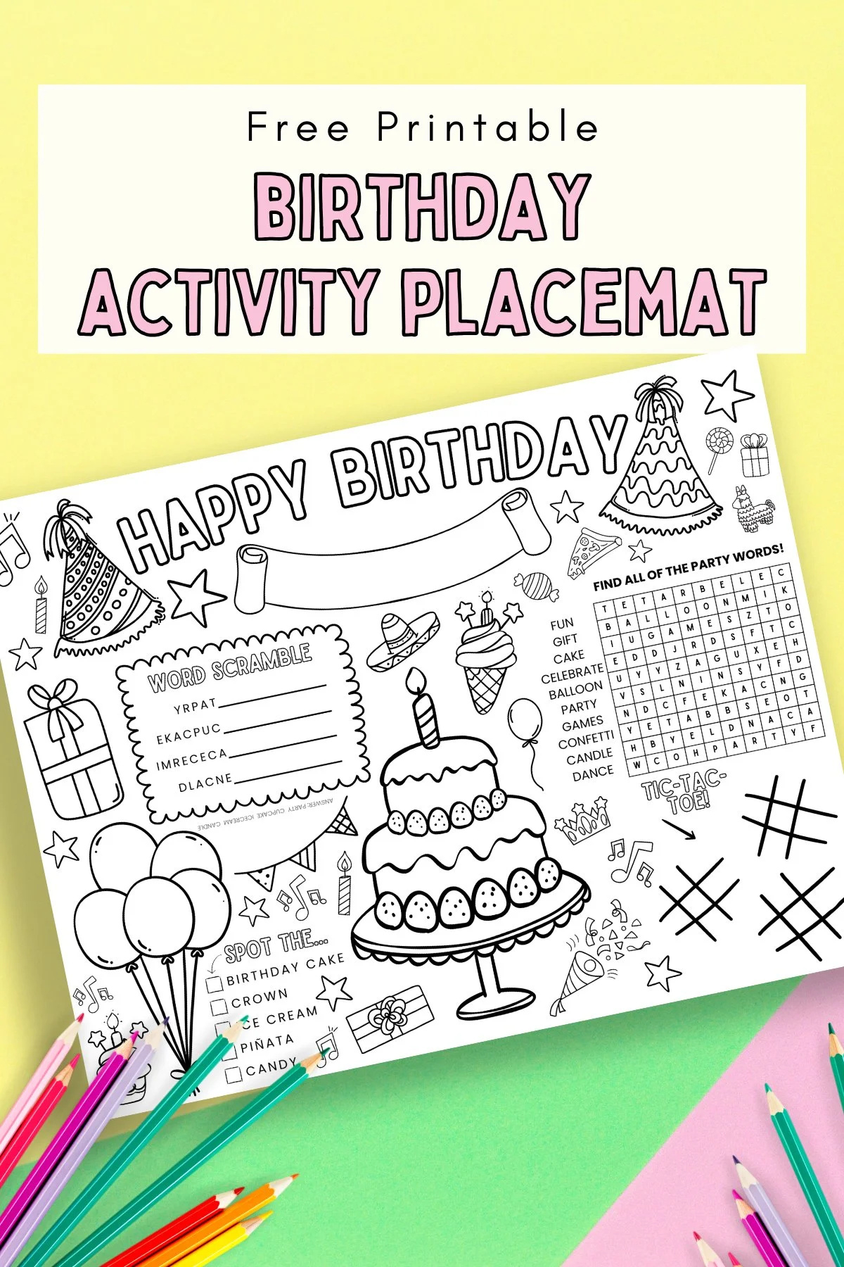 Free Printable Birthday Activity Placemat — Gathering Beauty throughout Free Birthday Printables