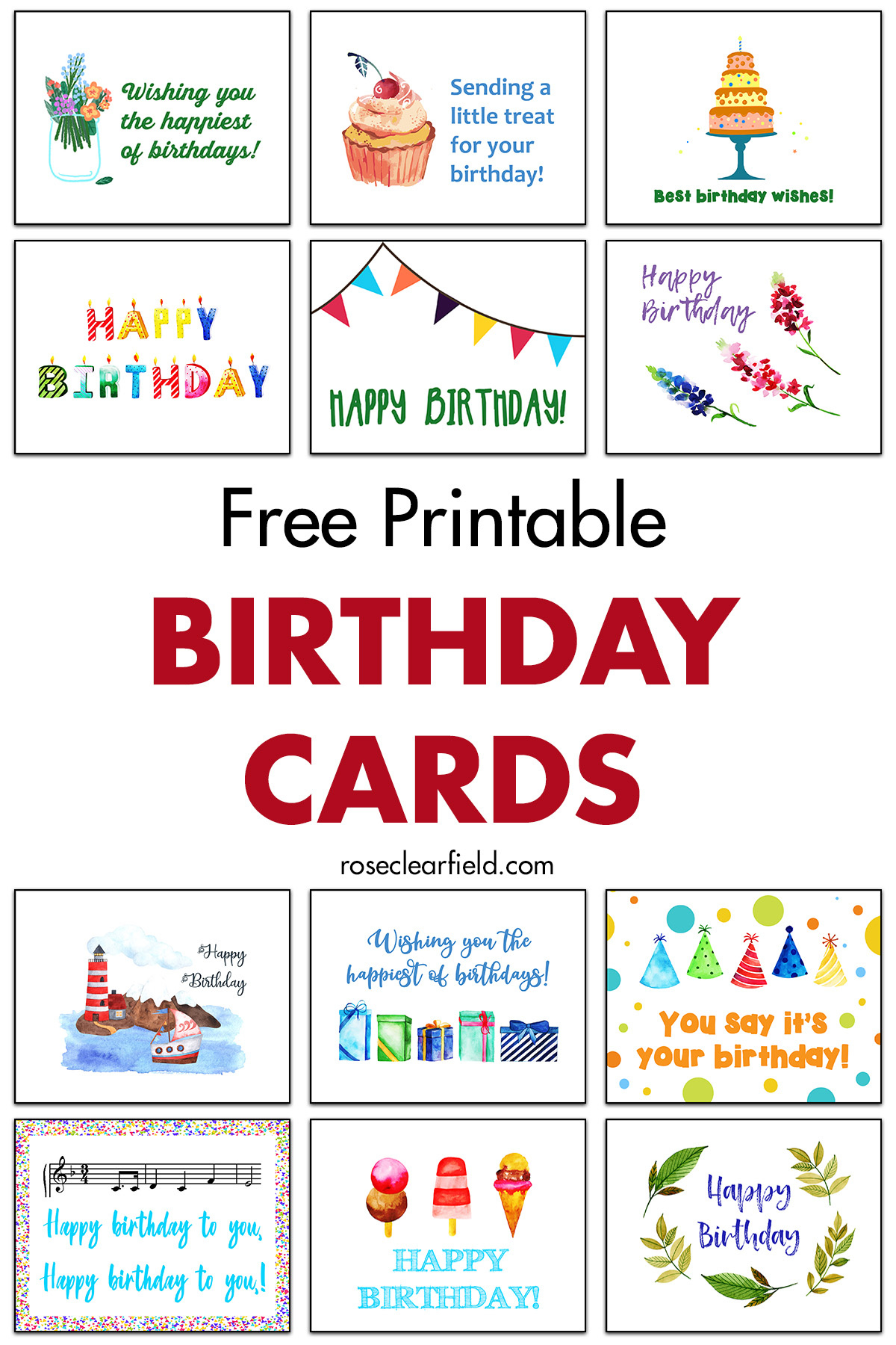 Free Printable Birthday Cards • Rose Clearfield in Free Printable Cards No Sign Up