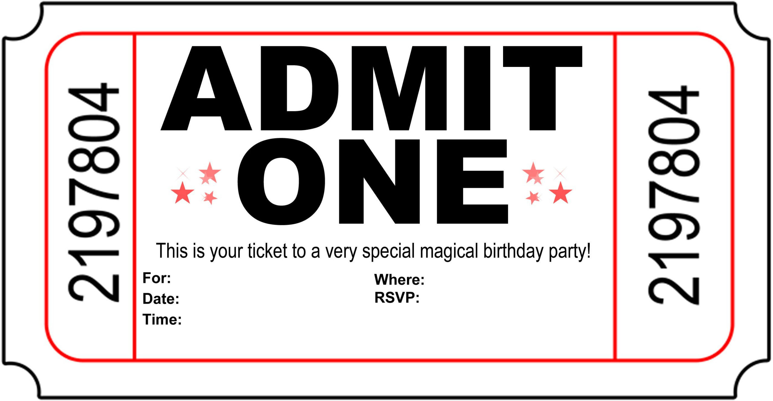 Free Printable Birthday Party Invitations - Kansas Magician with Free Printable Ticket Invitations