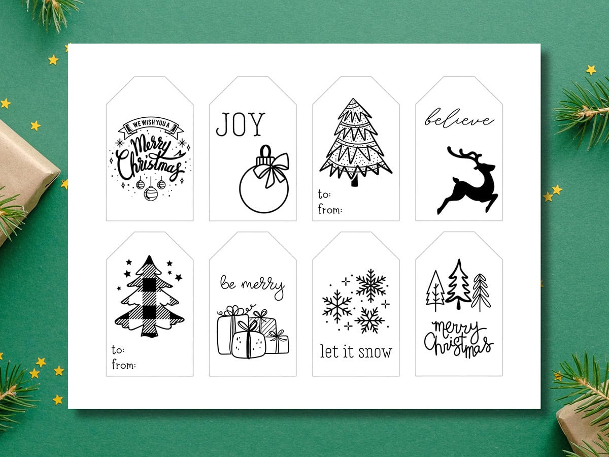 Free Printable Black And White Christmas Gift Tags - Aubree Originals inside Christmas Gift Tags Free Printable Black And White
