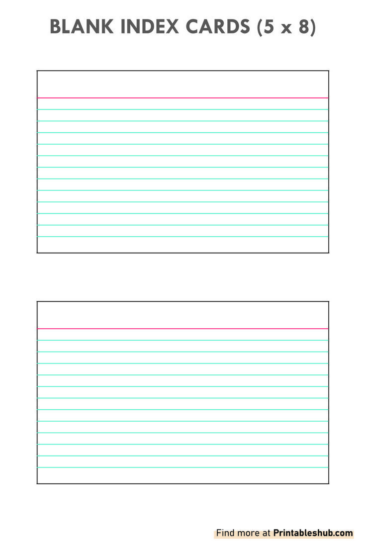 Free Printable Blank Index Cards (5 X 8) Template Pdf throughout Free Printable Index Cards