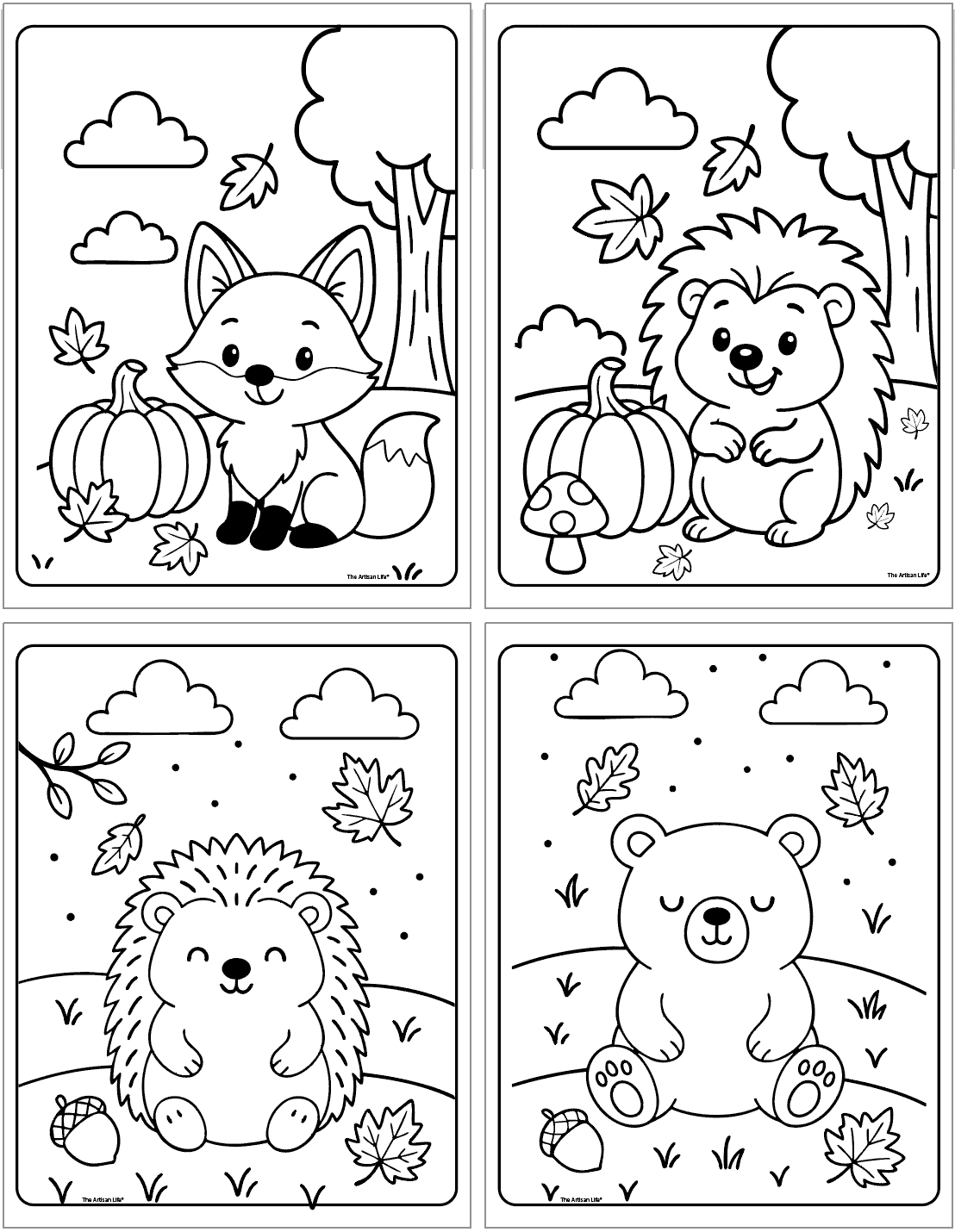 Free Printable Bold & Easy Fall Coloring Pages - The Artisan Life inside Free Printable Autumn Coloring Sheets