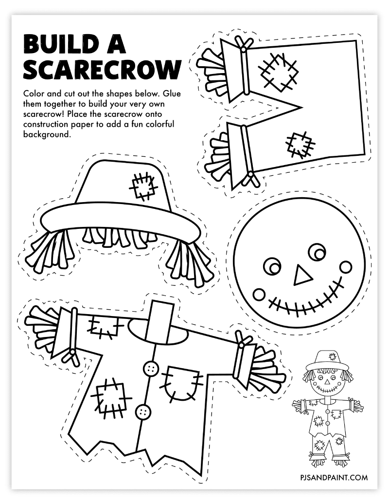 Free Printable Build A Scarecrow Craft For Kids - Pjs And Paint in Free Scarecrow Template Printable