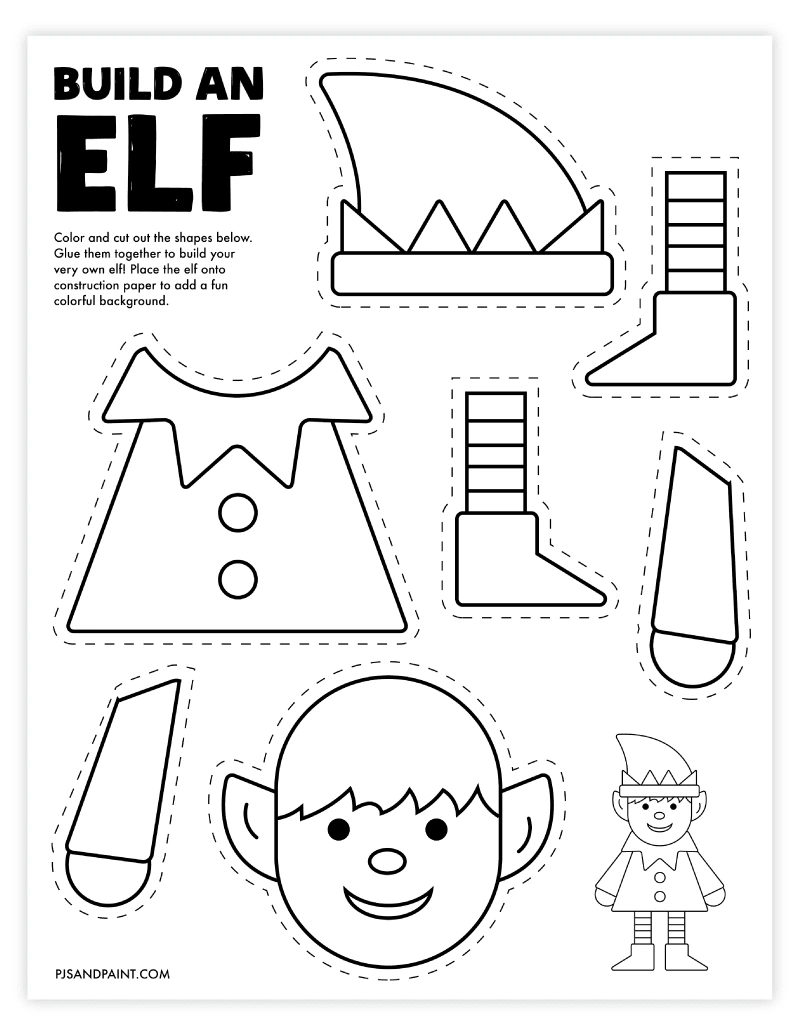 Free Printable Build An Elf Craft - Pjs And Paint throughout Free Printable Elf Pattern