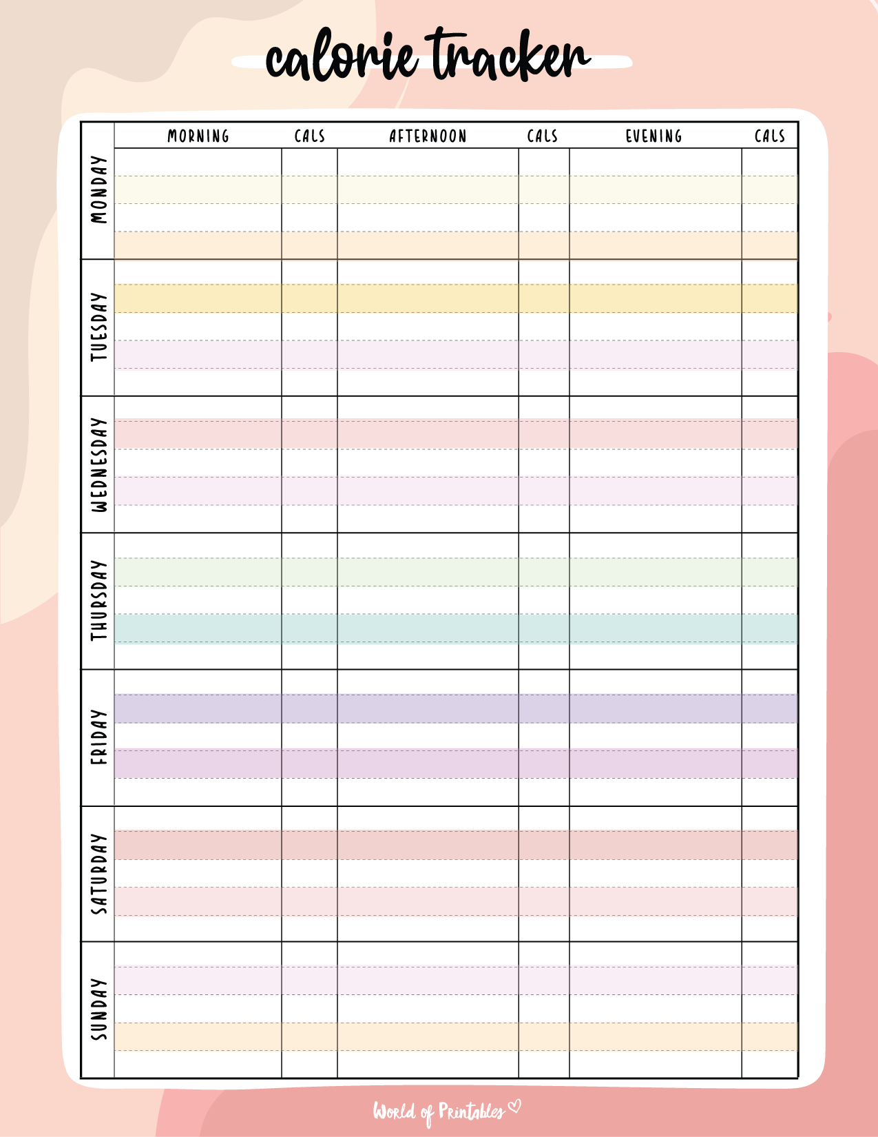 Free Printable Calorie Tracker - World Of Printables regarding Free Printable Calorie Chart