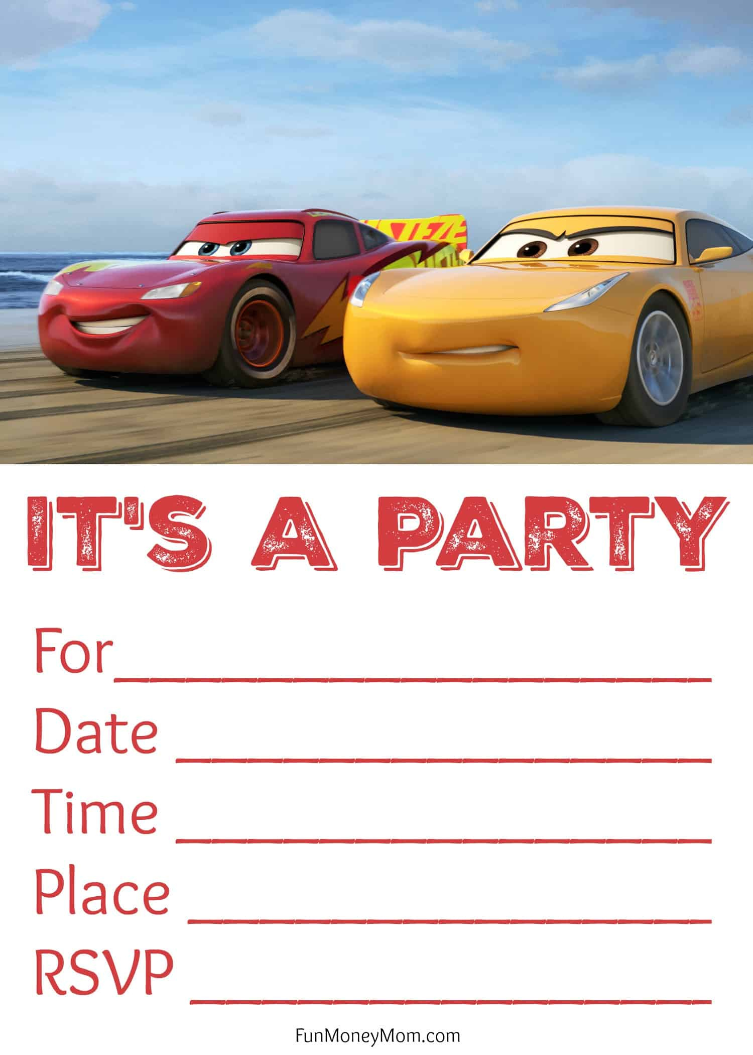 Free Printable Cars Birthday Invitations - Fun Money Mom with Free Printable Birthday Invitations Cars Theme