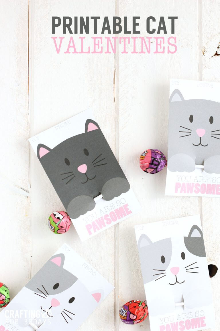 Free Printable Cat Valentine Cards within Free Printable Cat Valentine Cards