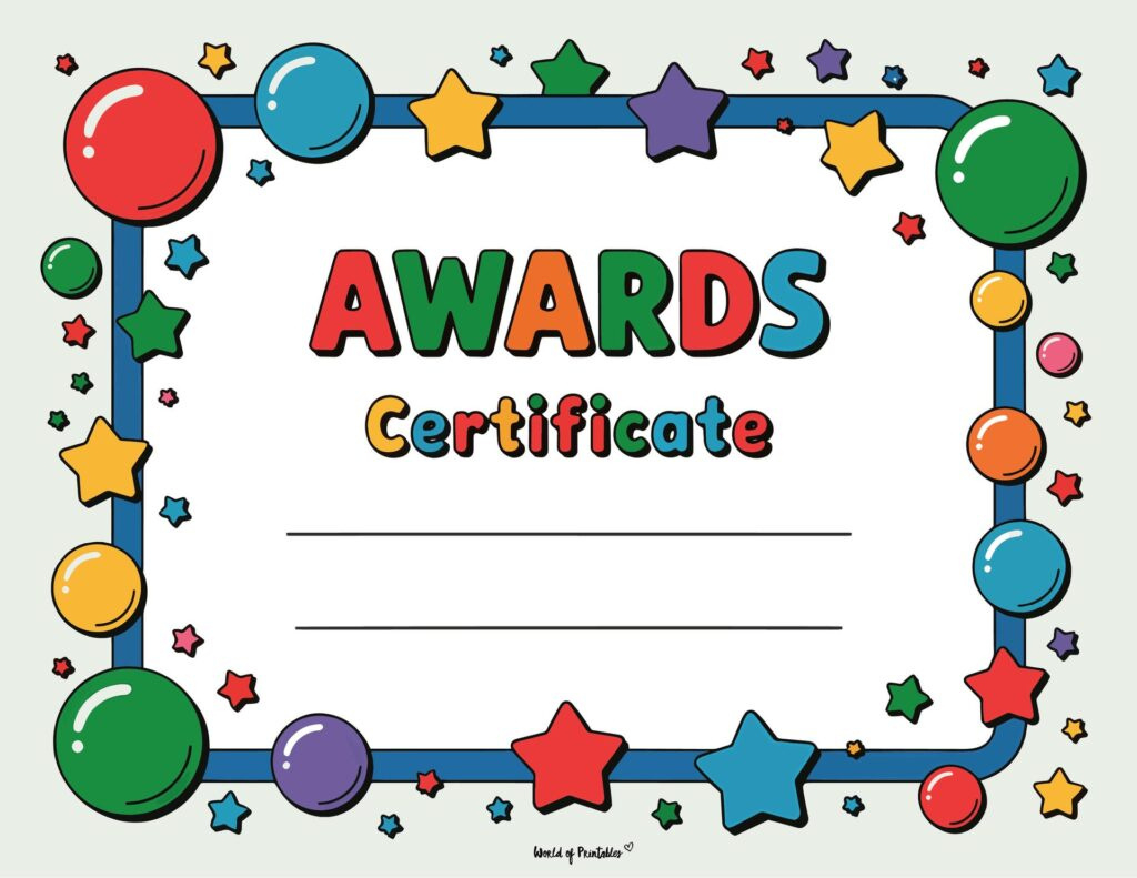 Free Printable Certificate Of Achievement Templates For Kids with regard to Free Printable Awards
