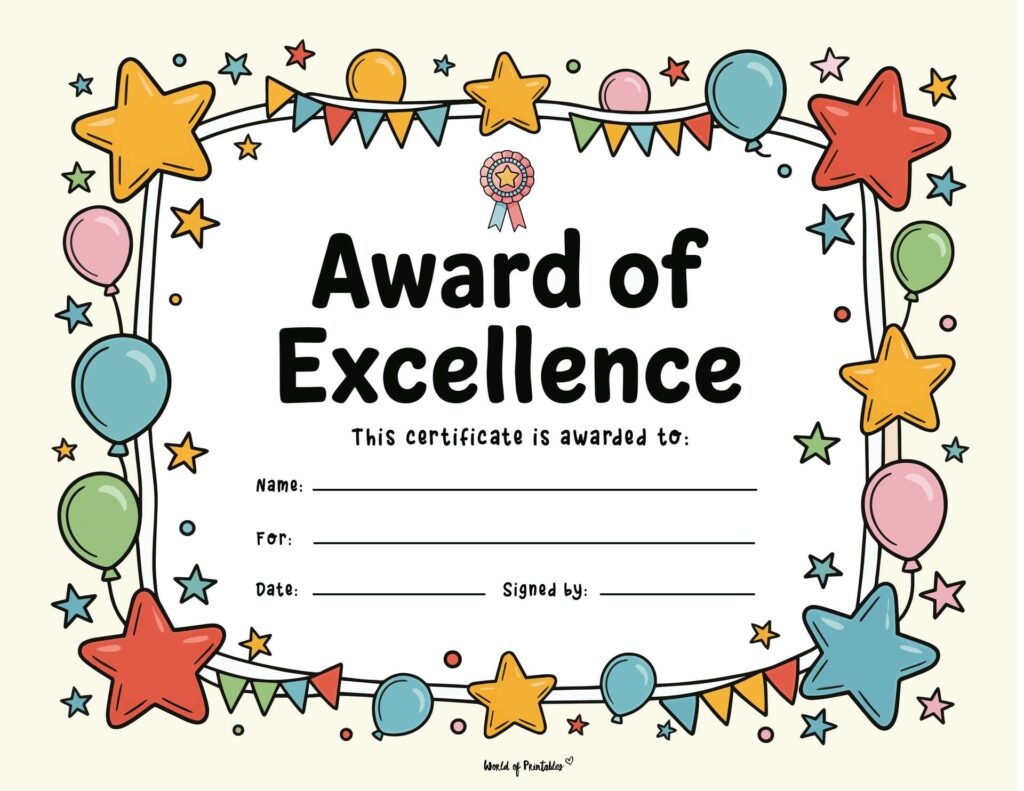 Free Printable Certificate Of Achievement Templates For Kids within Free Printable Reward Certificates
