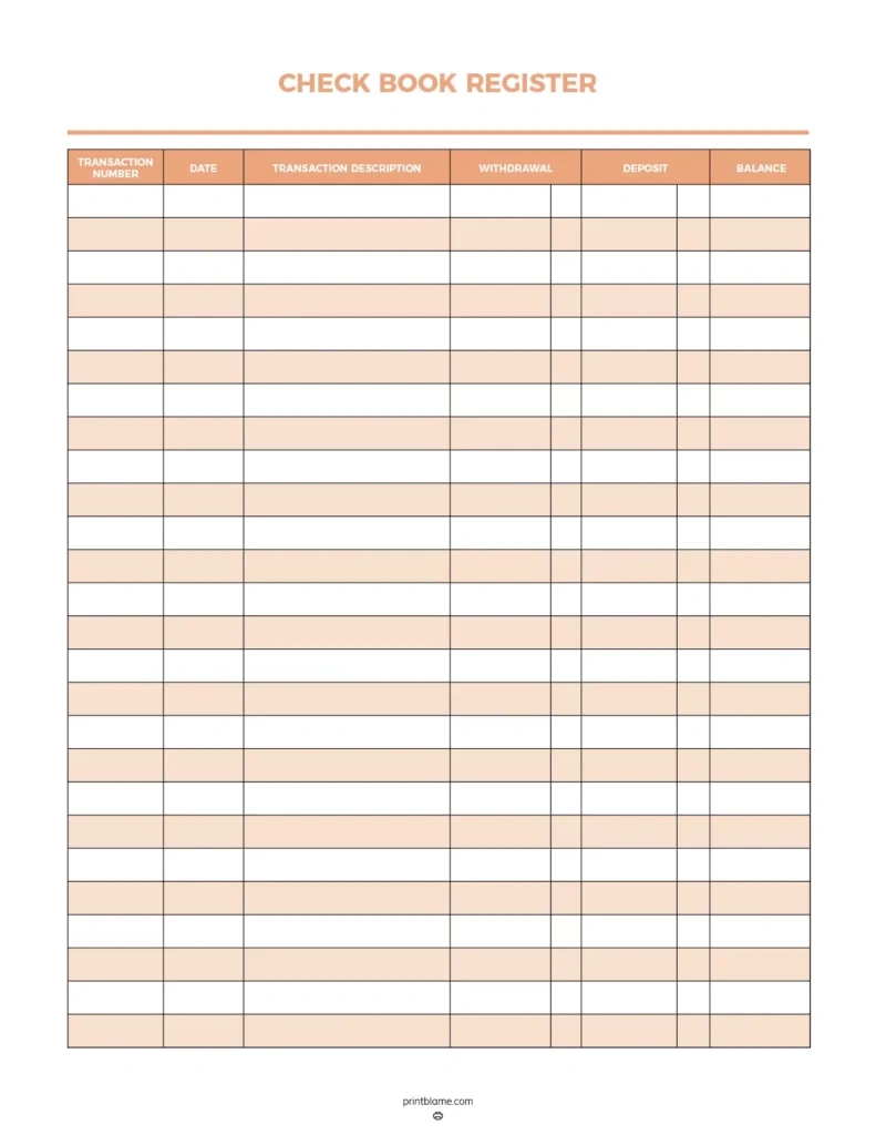 Free Printable Check Registers - 28 Checkbook Ledger Pdfs in Free Printable Check Register With Running Balance