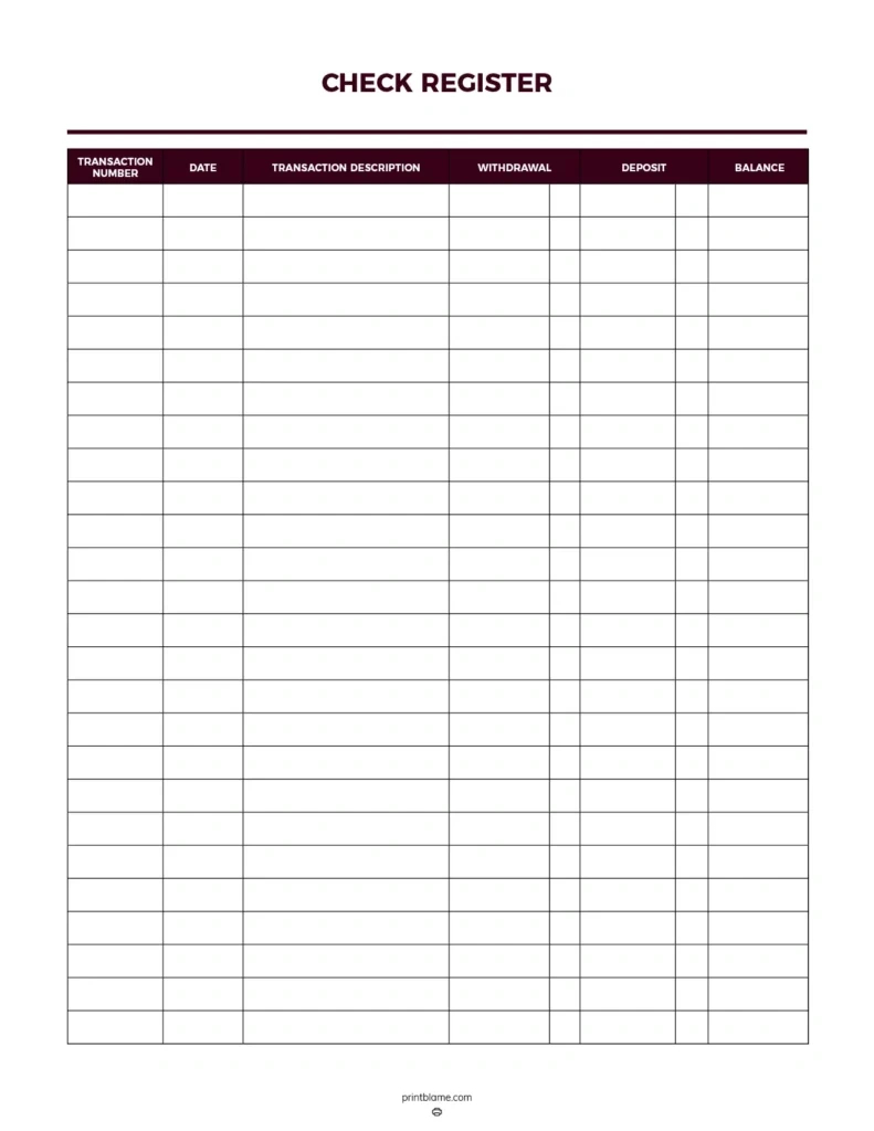 Free Printable Check Registers - 28 Checkbook Ledger Pdfs pertaining to Free Printable Check Register