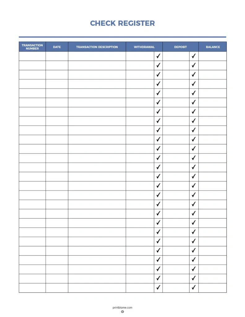 Free Printable Check Registers - 28 Checkbook Ledger Pdfs pertaining to Free Printable Checkbook Register