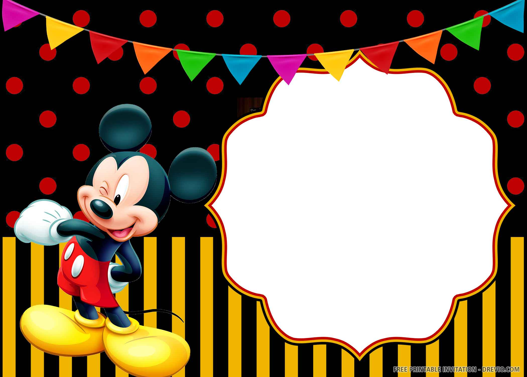 Free Printable) – Cheerful Mickey Mouse Birthday Invitation in Free Printable Mickey Mouse Invitations