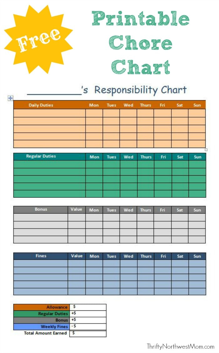 Free Printable Chore Chart For Kids Customize Responsibility Chart regarding Free Printable Chore Charts For Kids