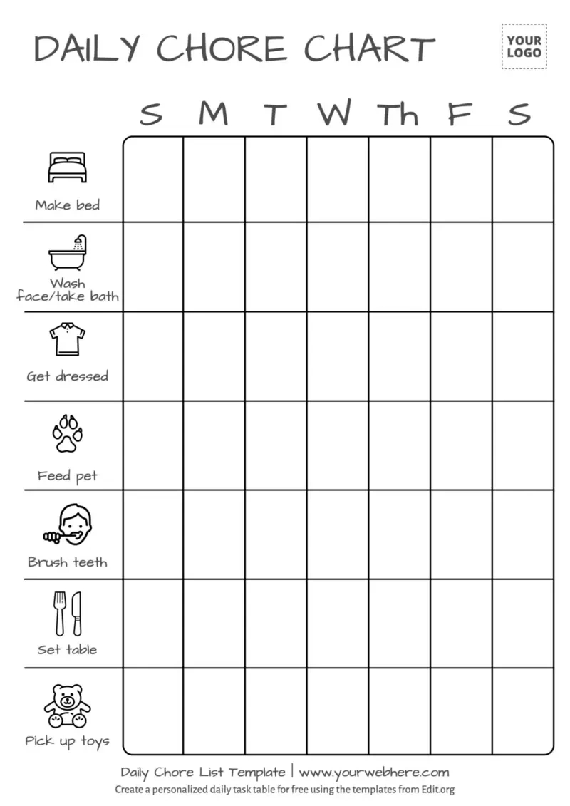 Free Printable Chore List Templates intended for Free Printable Chore List