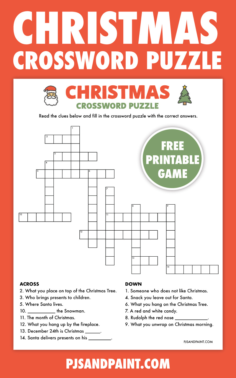 Free Printable Christmas Crossword Puzzle - Pjs And Paint with Free Printable Christmas Crossword Puzzles For Adults