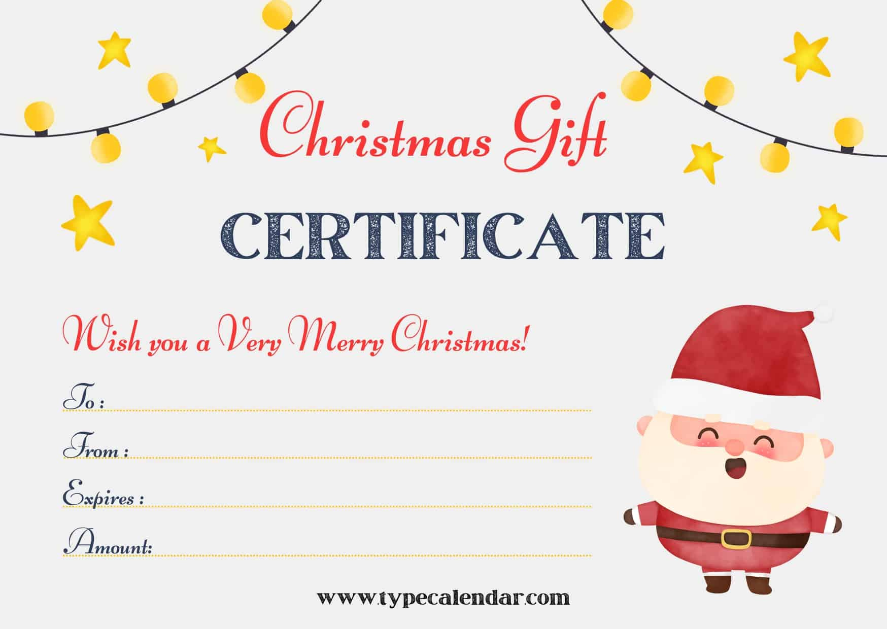 Free Printable Christmas Gift Certificate Templates [Pdf, Word] Blank with regard to Free Printable Christmas Gift Cards