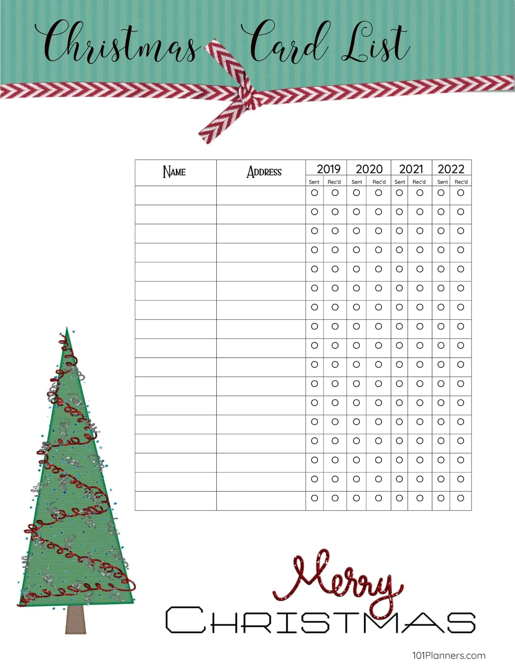 Free Printable Christmas Gift List Template within Free Printable Christmas Card List Template