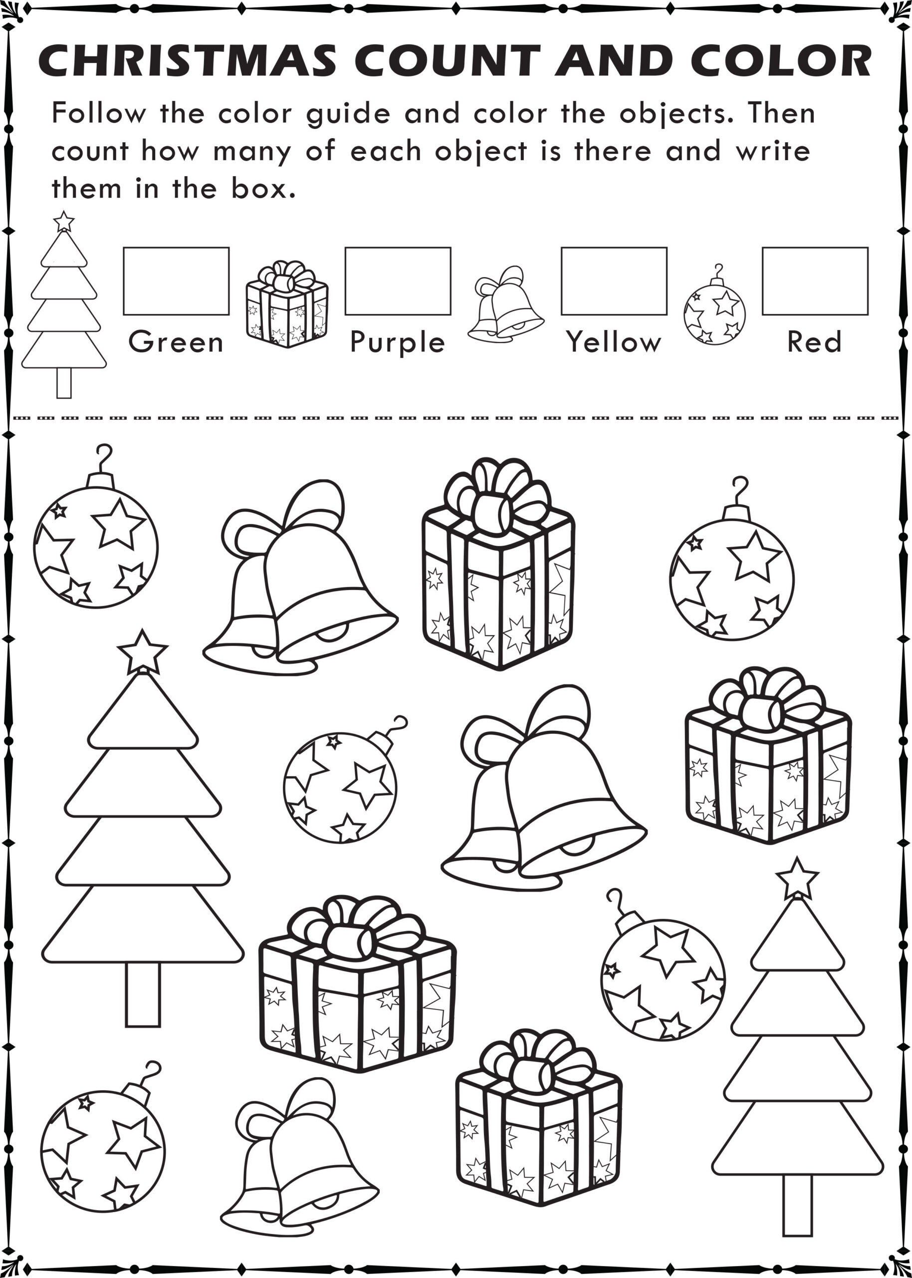 Free Printable: Christmas I Spy Count And Color Activity Page For within Christmas Fun Worksheets Printable Free