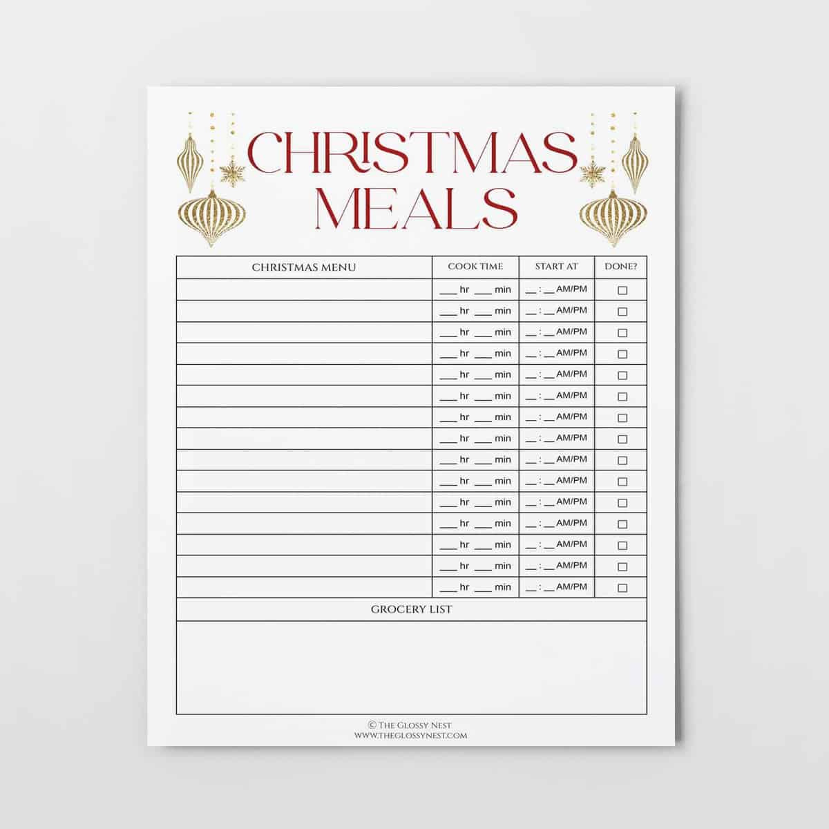Free Printable!} Christmas Meal Planner Printable To Prep A Feast for Free Printable Christmas Dinner Menu Template