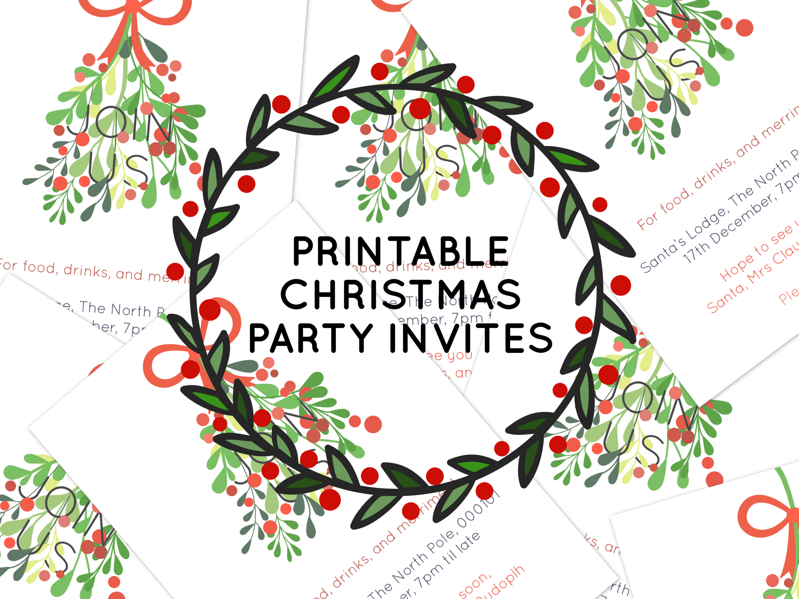 Free Printable Christmas Party Invites – Work Over Easy with Free Printable Christmas Party Invitations