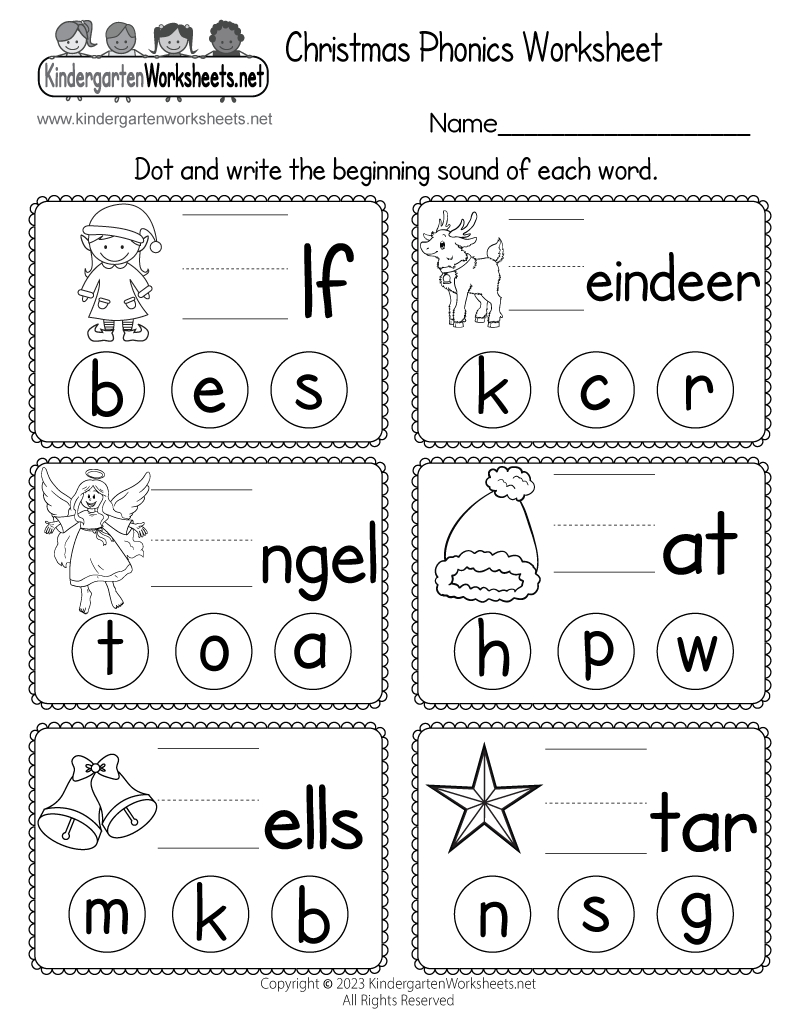 Free Printable Christmas Phonics Worksheet with regard to Free Printable Christmas Worksheets For Kids