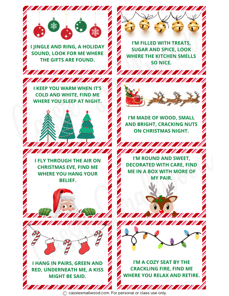 Free Printable Christmas Scavenger Hunt Clues - Cassie Smallwood for Free Printable Christmas Treasure Hunt Clues
