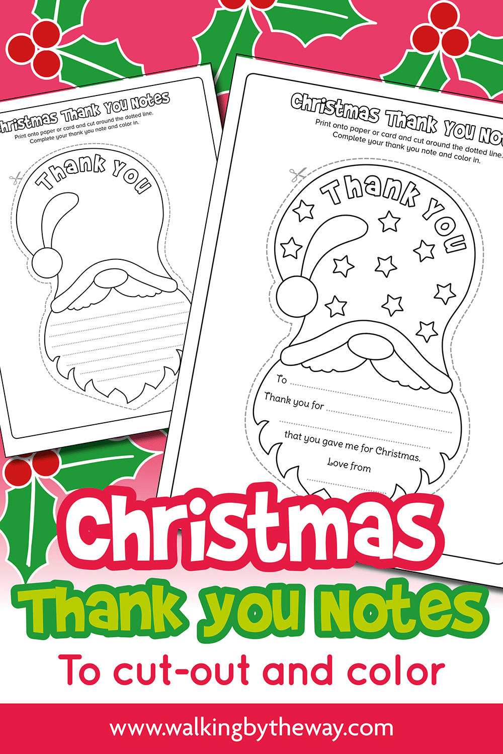 Free Printable Christmas Thank You Notes For Kids - Walkingthe Way for Free Printable Christmas Thank You Cards