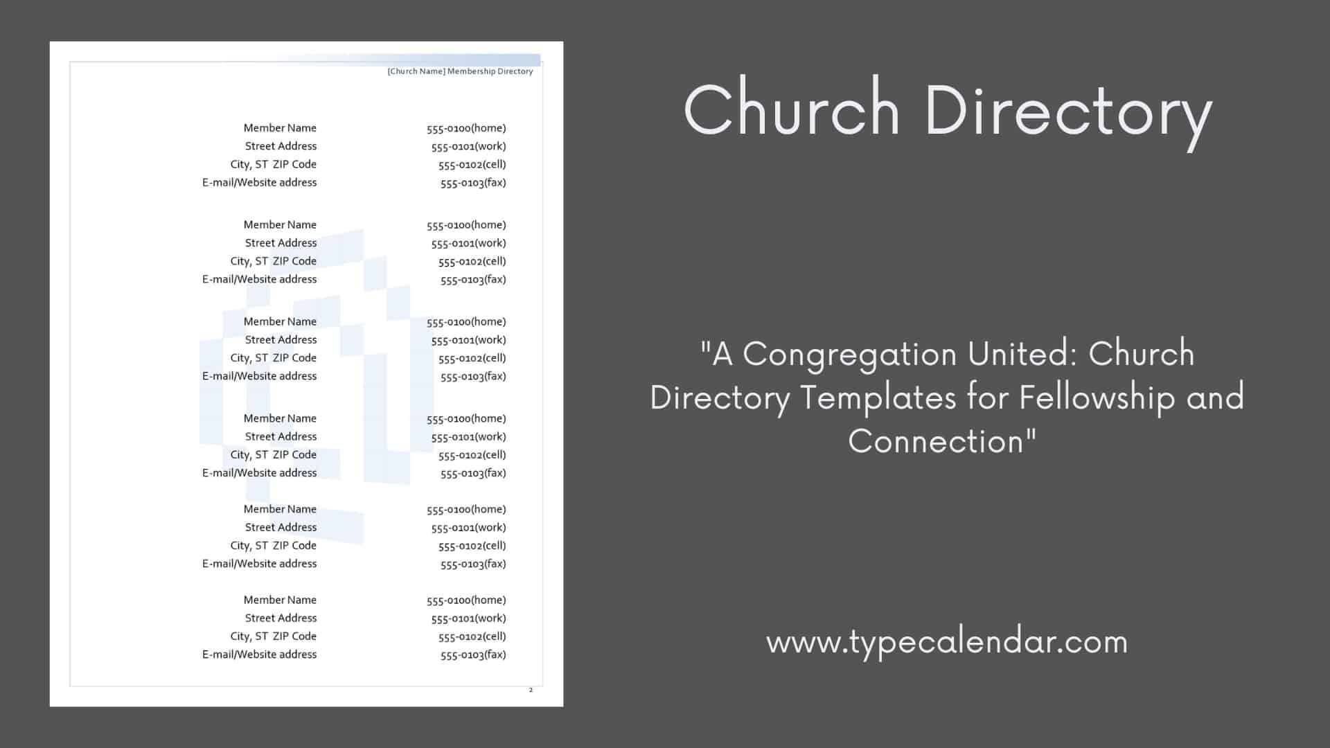 Free Printable Church Directory Templates [Excel, Word] Editable pertaining to Free Printable Church Directory Template
