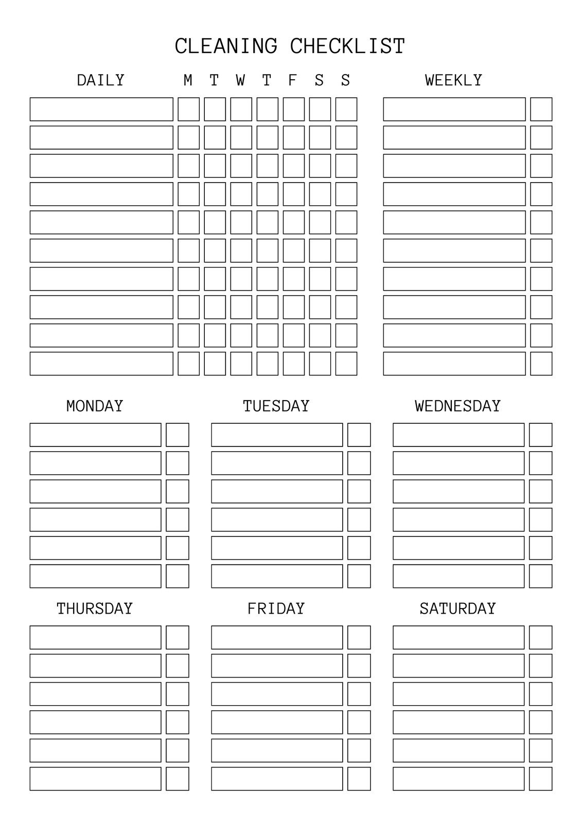 Free Printable Cleaning Checklist Templates | Canva - Worksheets in Free Printable Cleaning Schedule Template