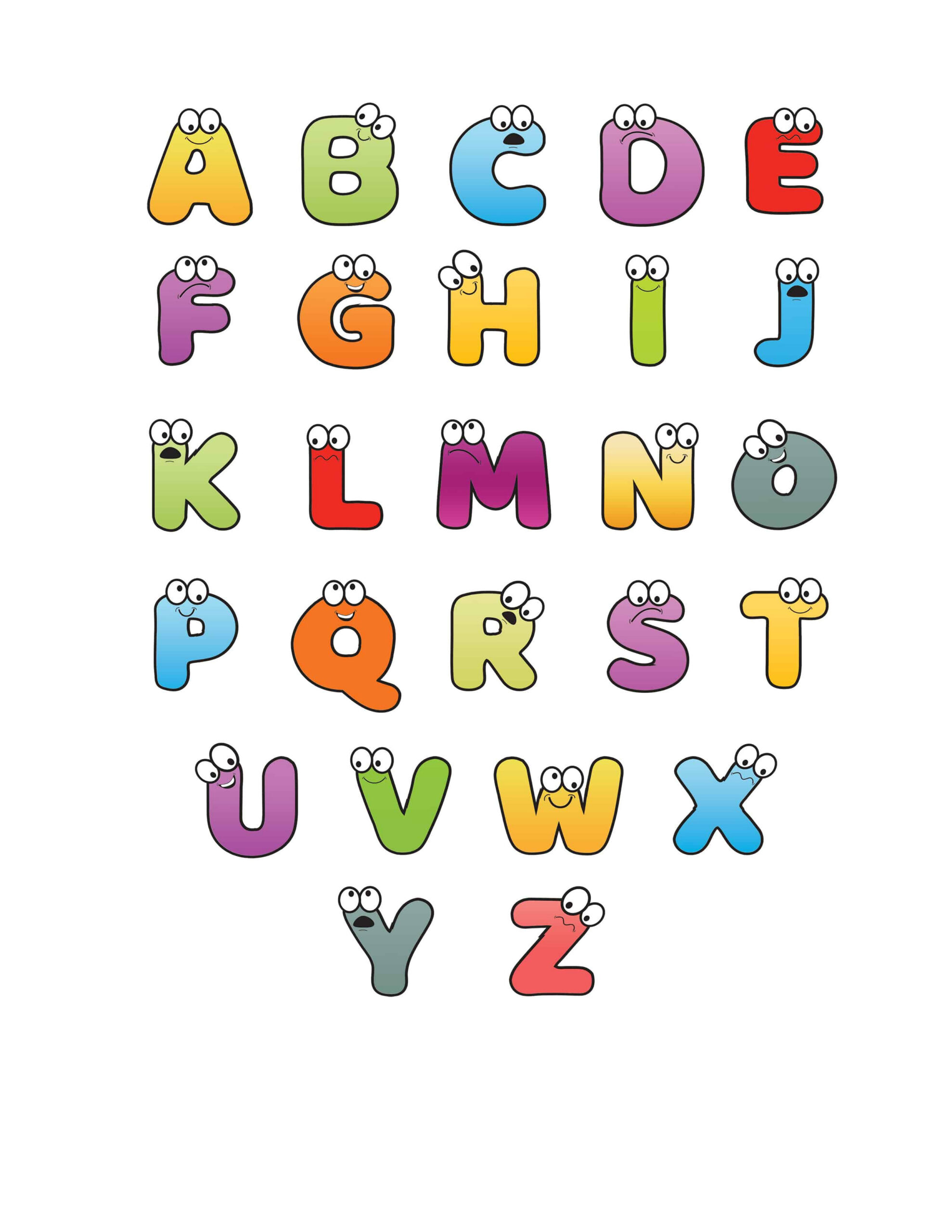 Free Printable Colorful Cartoon Letters Alphabet within Free Printable Colored Letters Of The Alphabet