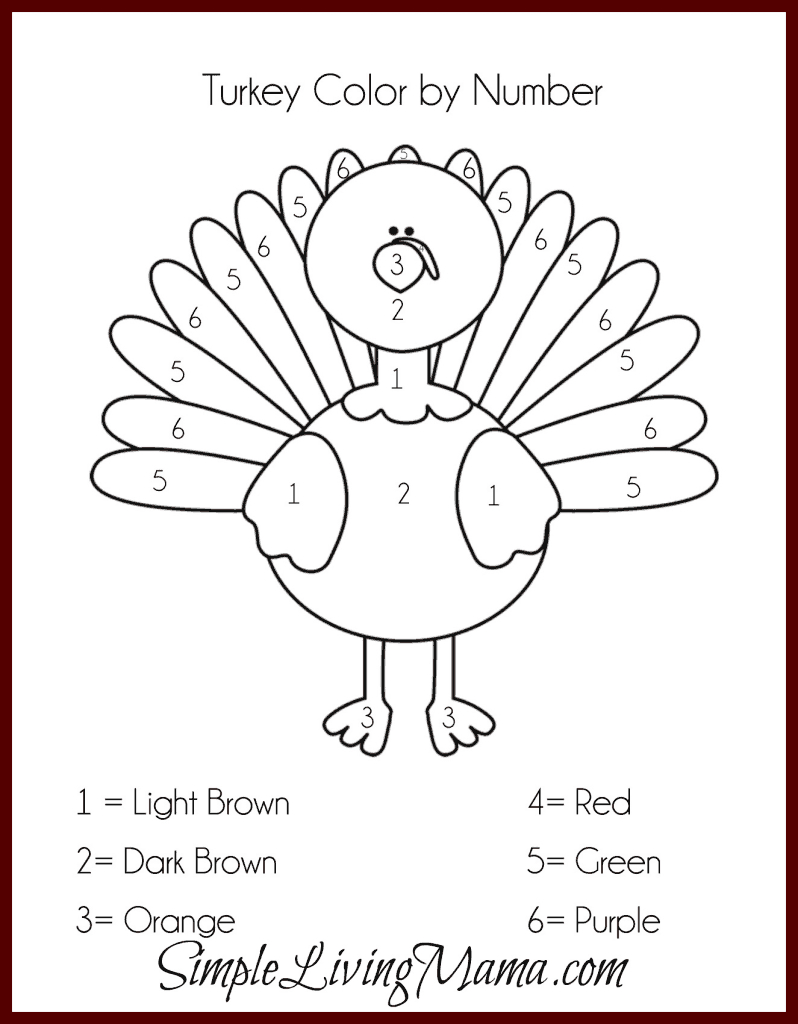 Free Printable Colornumber Turkey + Thanksgiving Activities intended for Free Printable Thanksgiving Activities For Preschoolers