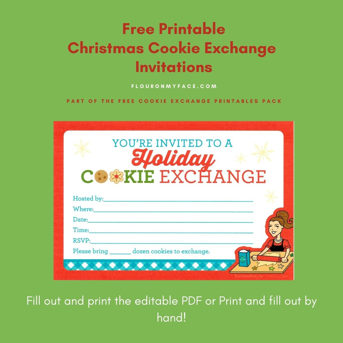 Free Printable Cookie Exchange Invitations - Flour On My Face throughout Free Christmas Cookie Exchange Printable Invitation