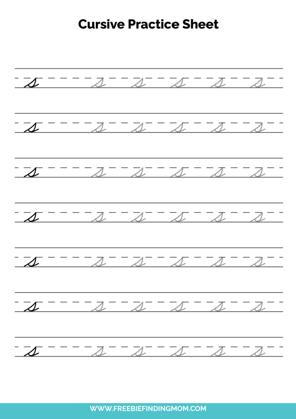 Free Printable Cursive Alphabet Practice Sheets: Lowercase S regarding Free Printable Cursive Worksheets