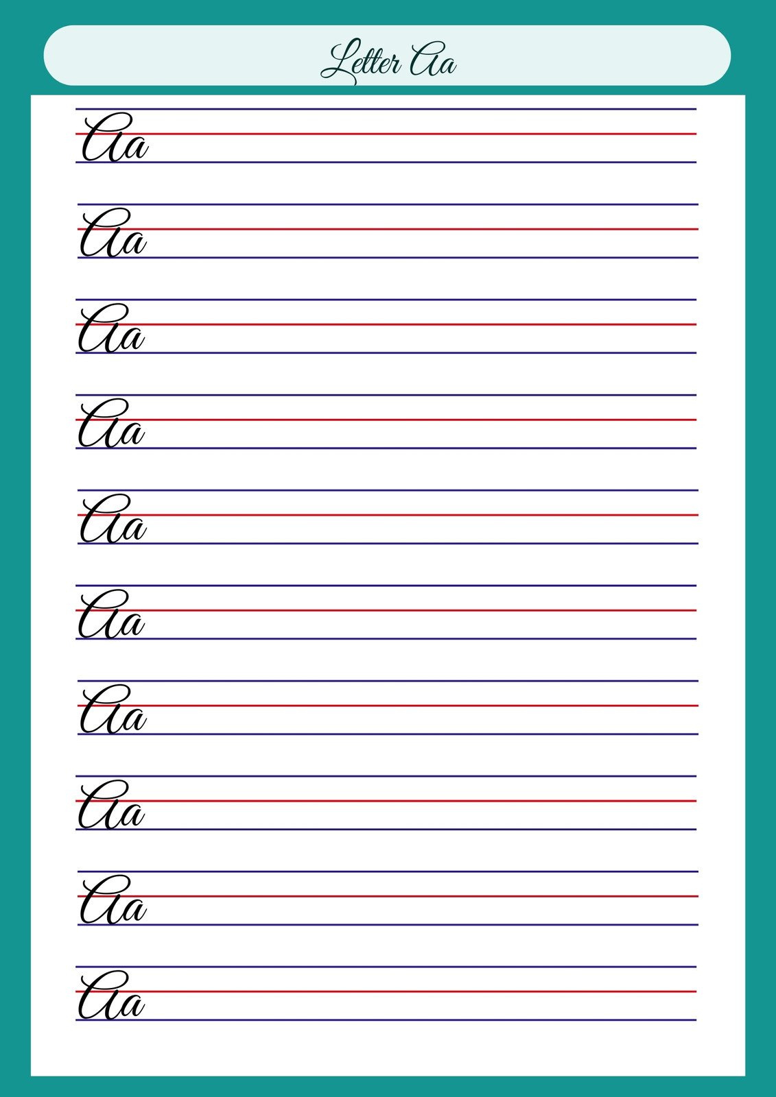 Free Printable Cursive Writing Worksheet Templates | Canva with regard to Free Printable Cursive Handwriting Worksheets