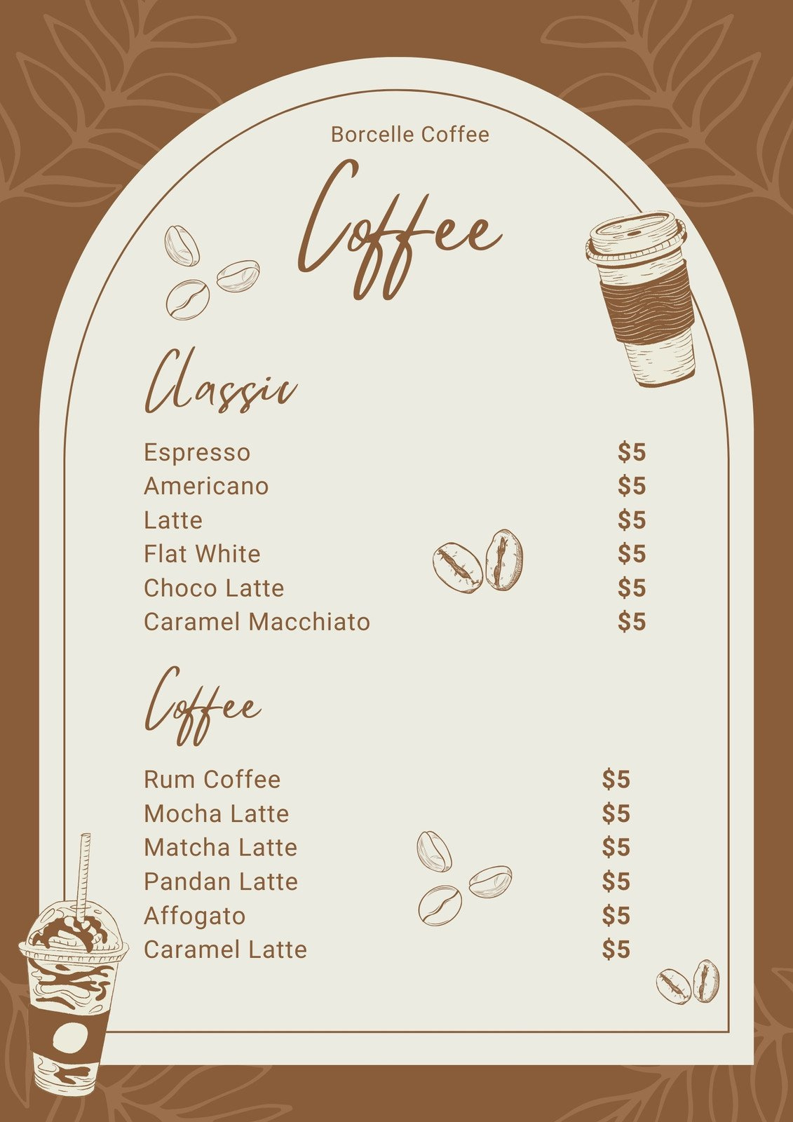 Free, Printable Custom Drink Menu Templates | Canva for Free Printable Drink Menu Template