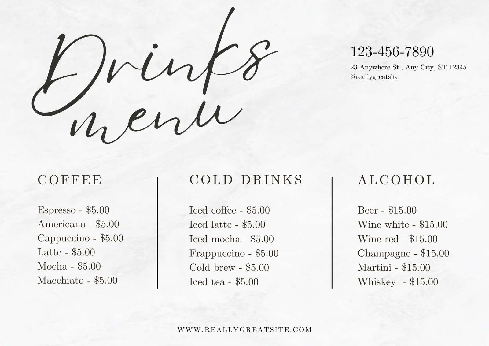 Free, Printable Custom Drink Menu Templates | Canva throughout Free Printable Drink Menu Template
