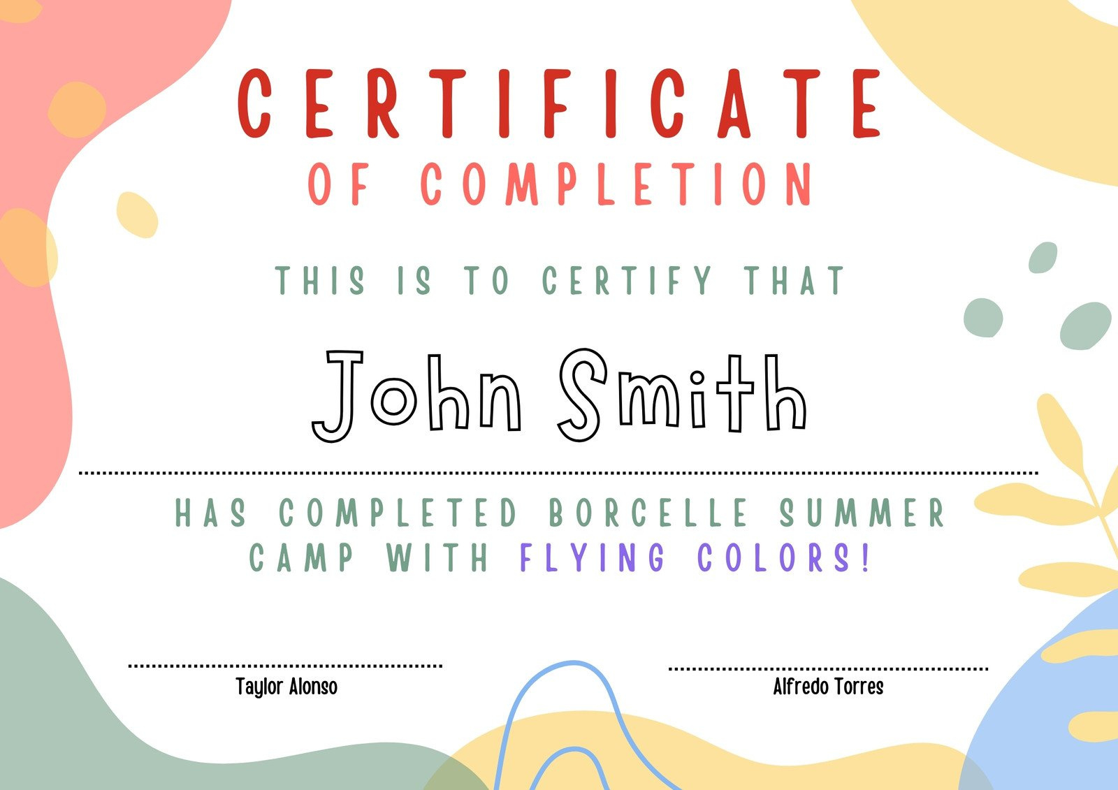 Free, Printable Custom Participation Certificate Templates | Canva regarding Free Printable Camp Certificates