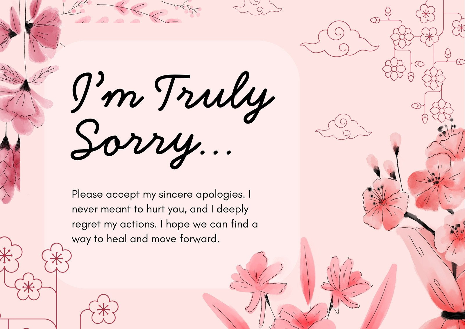 Free Printable, Customizable Apology Card Templates | Canva in Free Printable I Am Sorry Cards