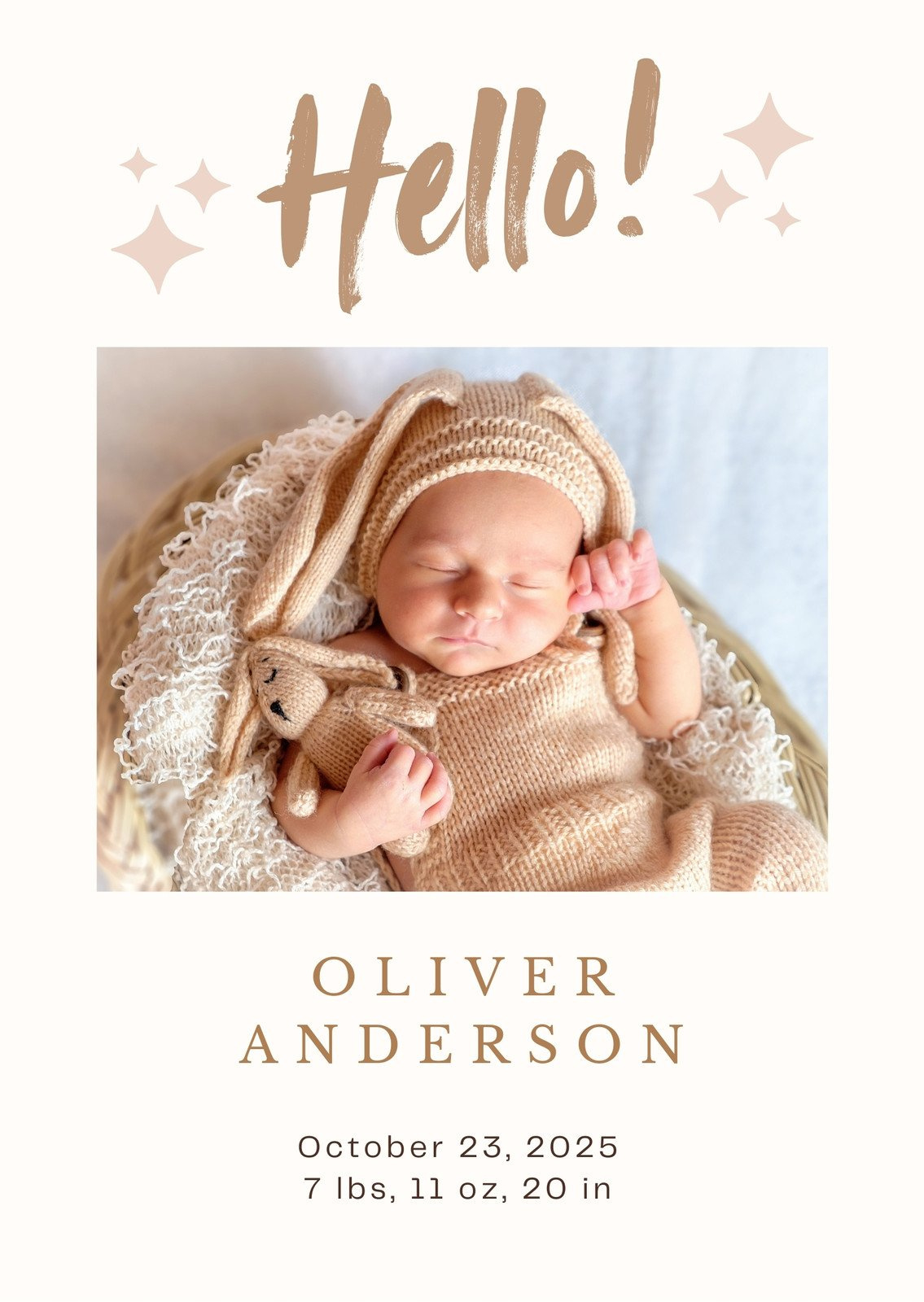 Free, Printable, Customizable Birth Announcement Templates | Canva regarding Free Printable Baby Birth Announcement Cards